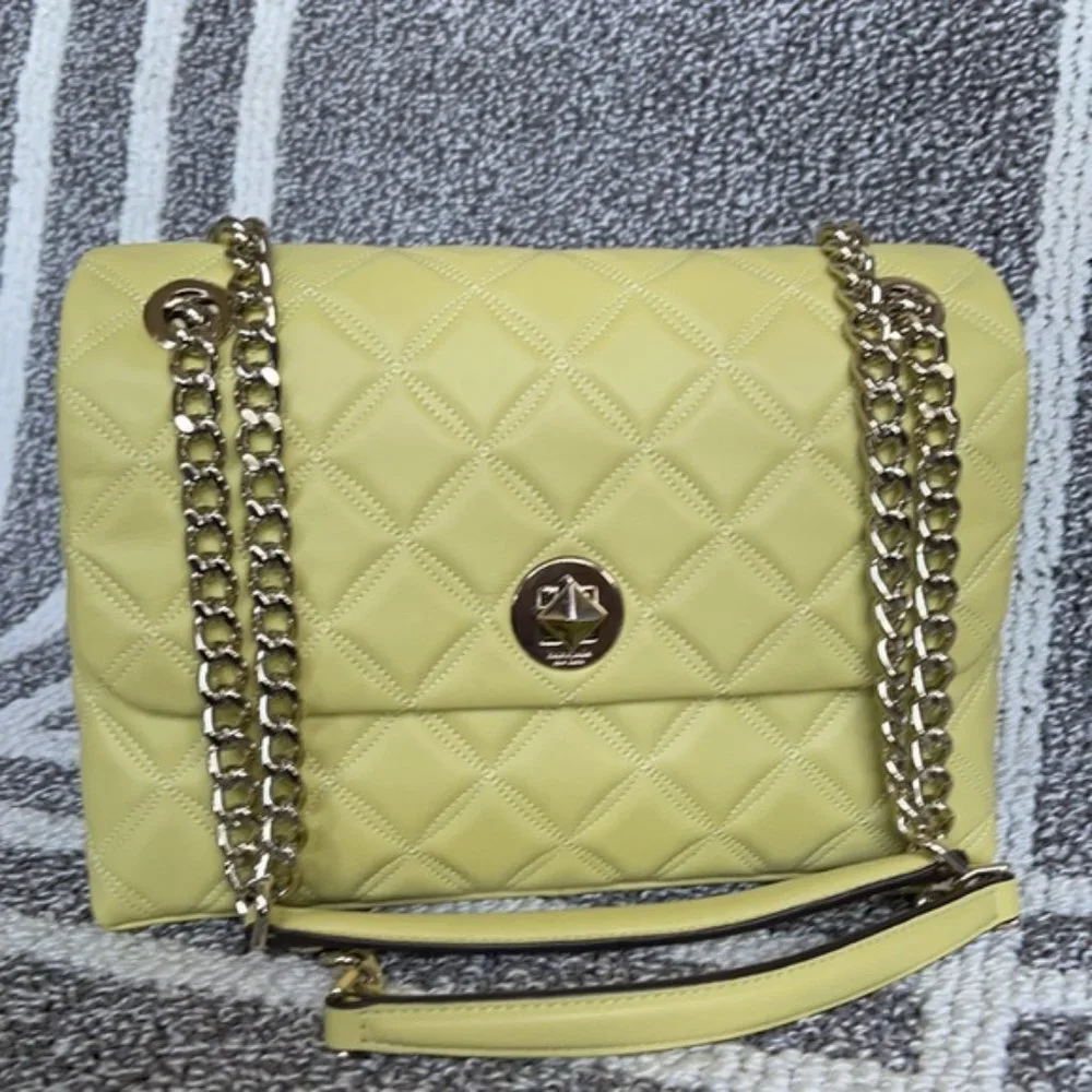 Kate Spade Natalia Smooth Leather Medium Flap Shoulder Bag Frosty Lime